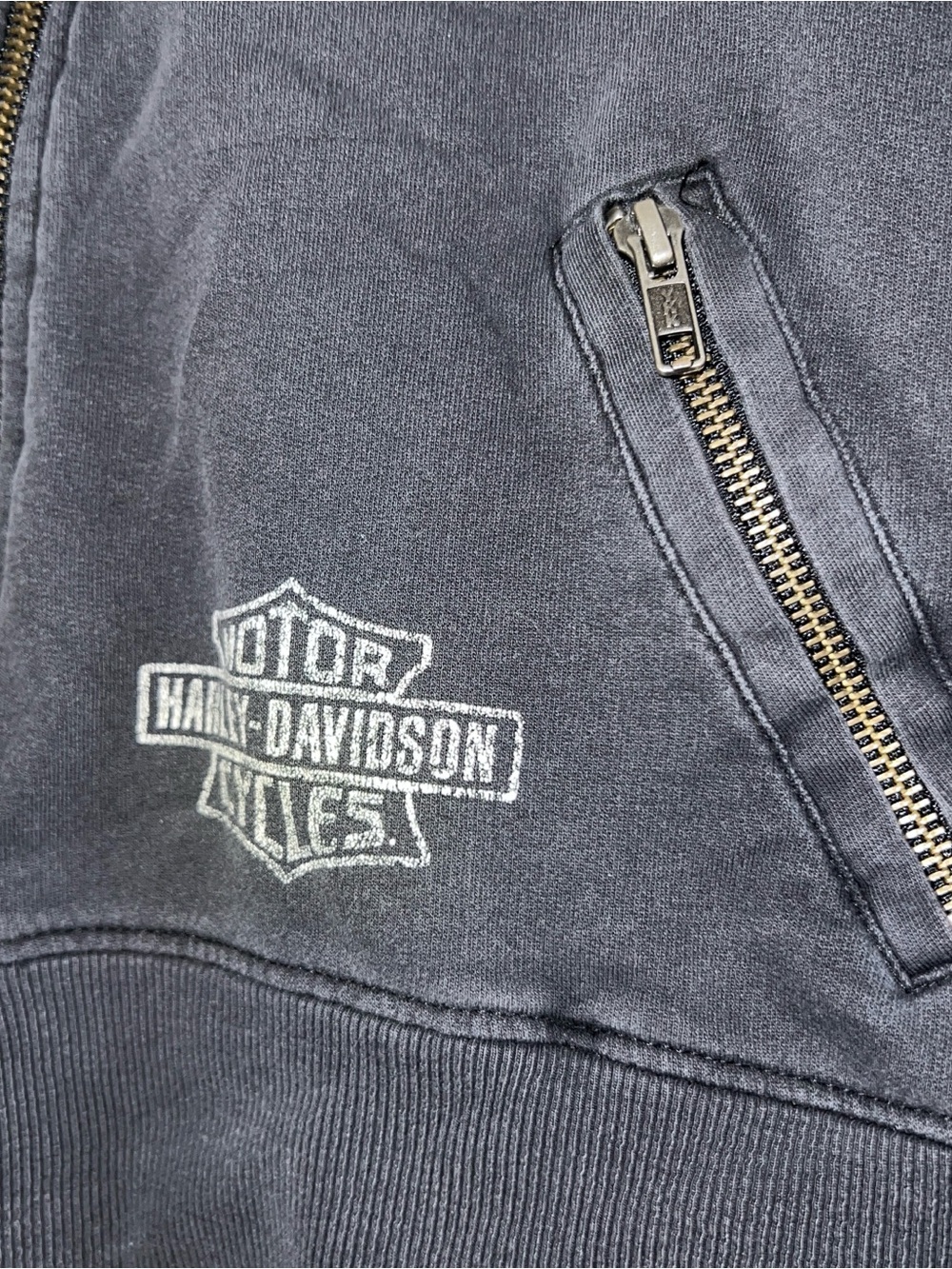 Harley-Davidson Black Hoodie with White Star Sleeve Accents - Picture 3 of 6